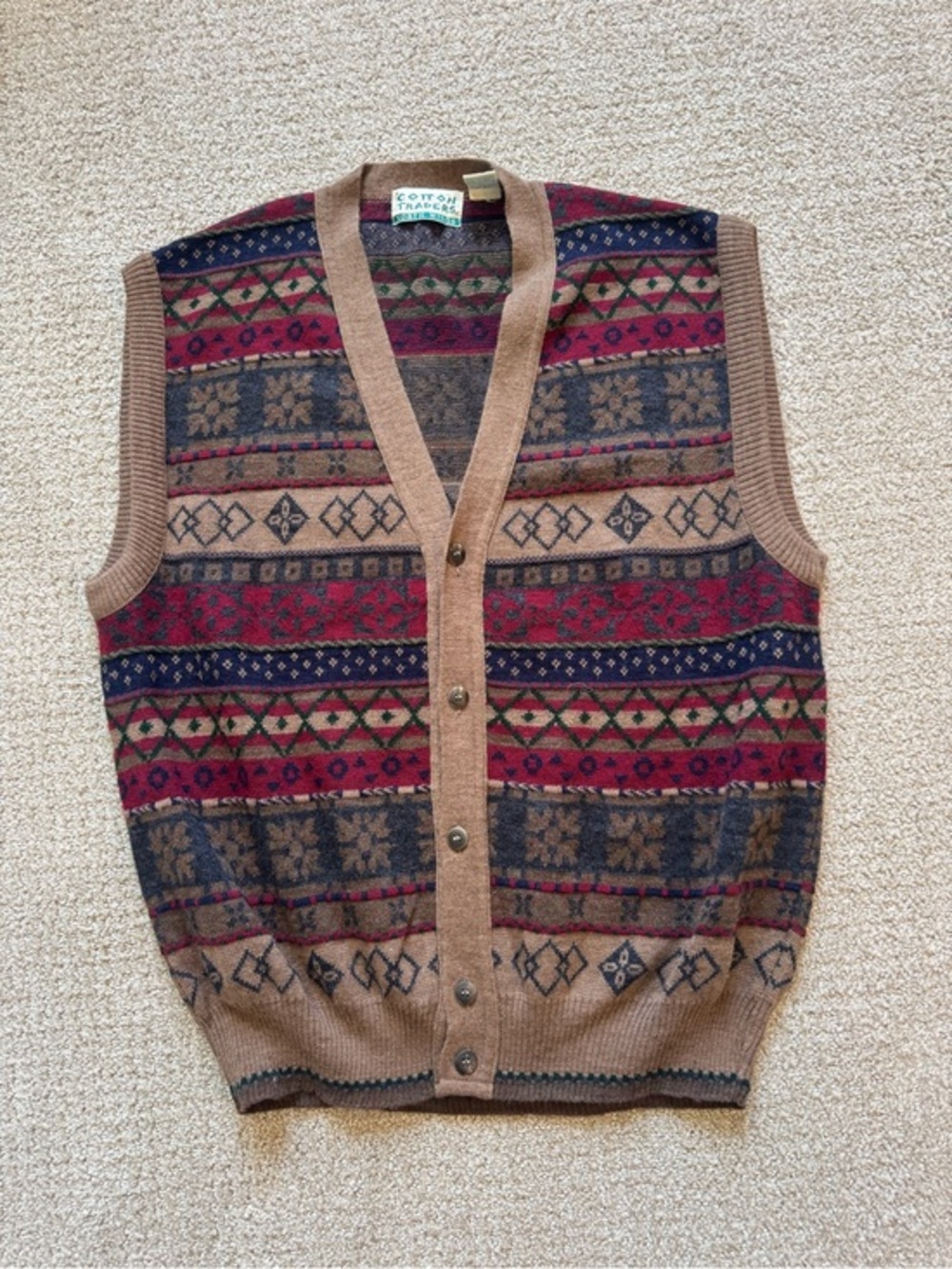 Cotton Traders Mens fair isle button up sweater vest